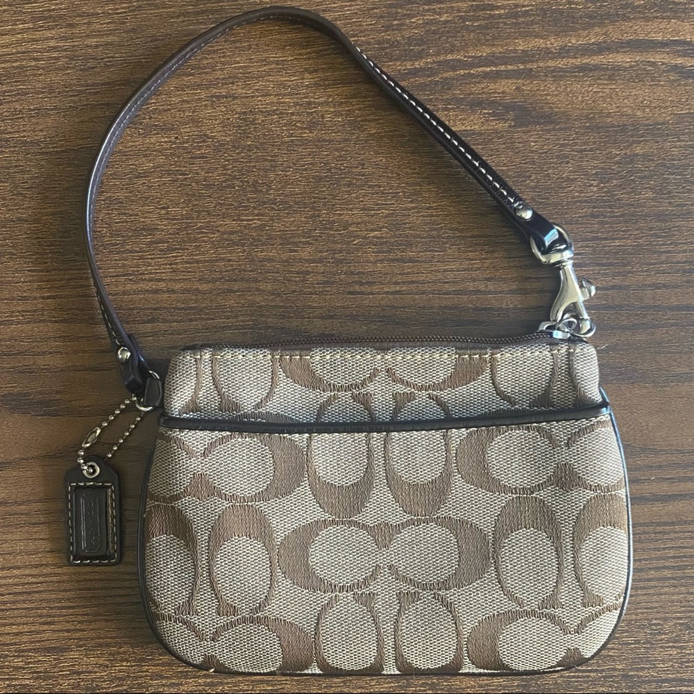 COACH Brown and Tan Wristlet